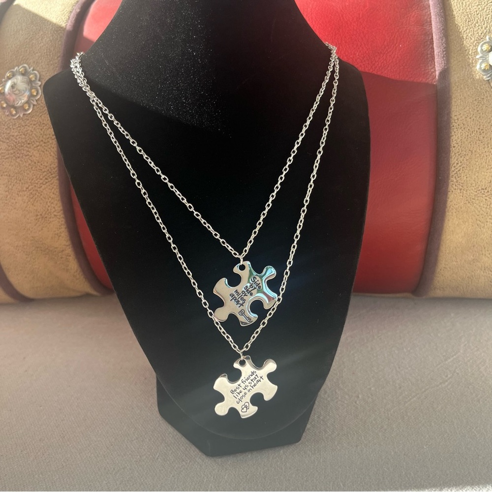 Silver Best Friend Puzzle Piece Necklaces - NWT - 2 Piece Set
